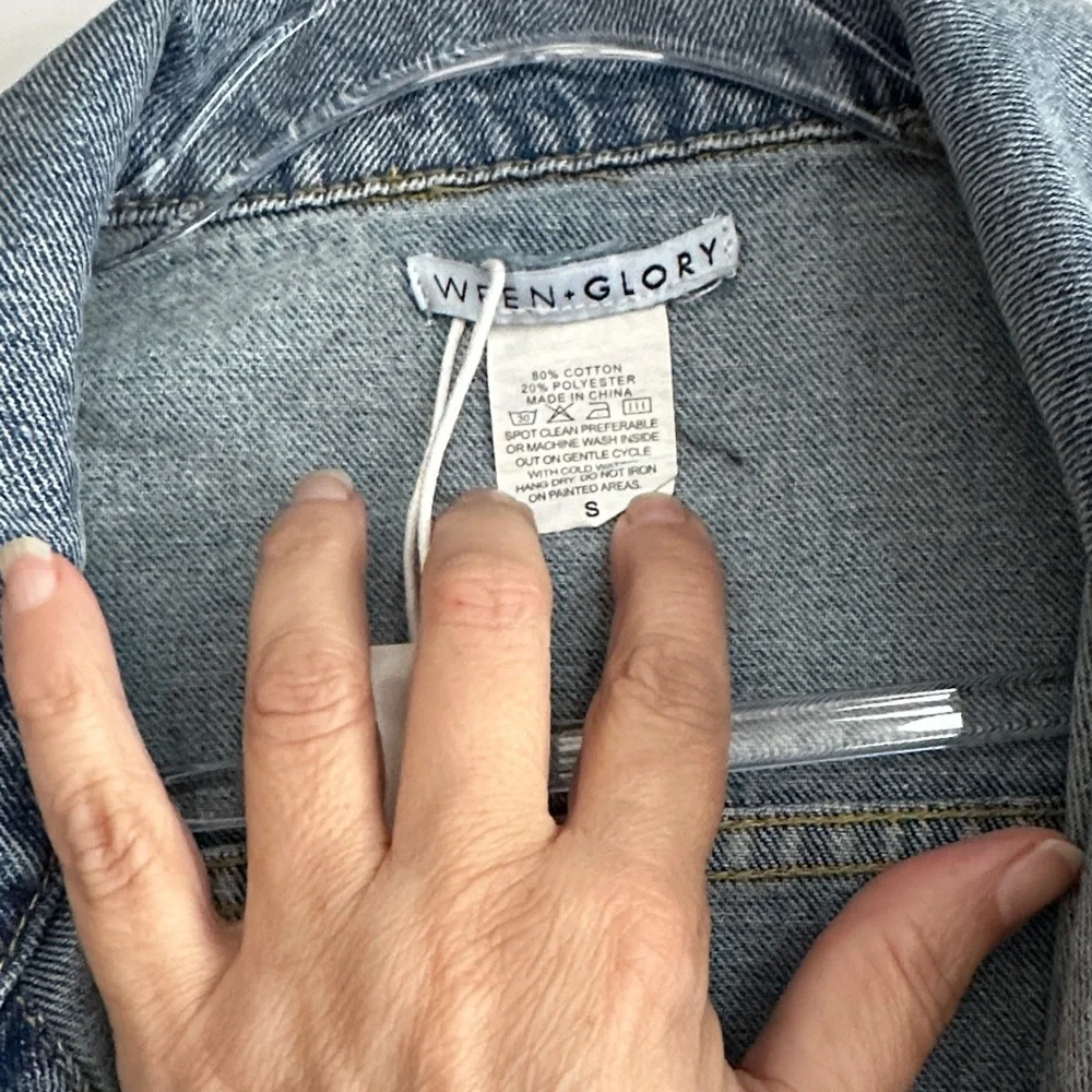 Blue Denim Jean Jacket with Graphic Design - Picture 3 of 3
